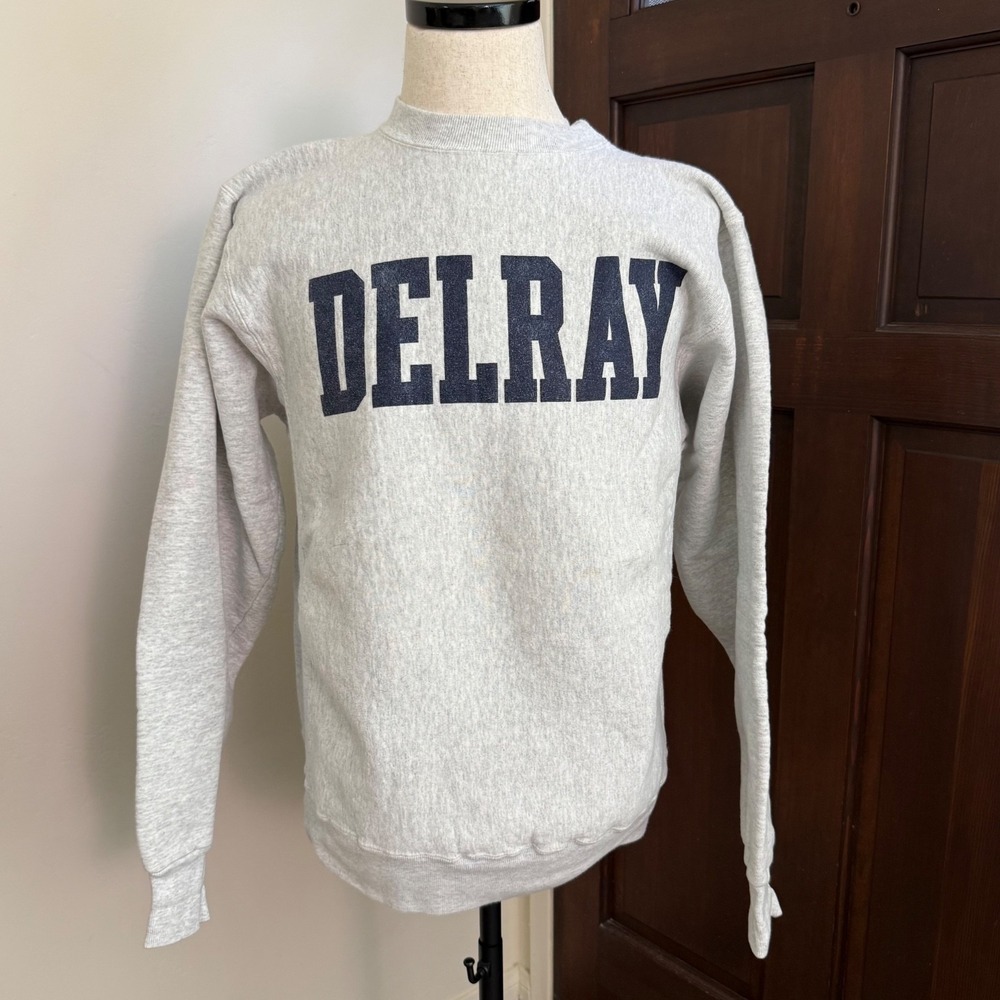 Vintage 90s DelRay Heavy Crewneck Sweatshirt USA |‎ Gray | Mens Size Large